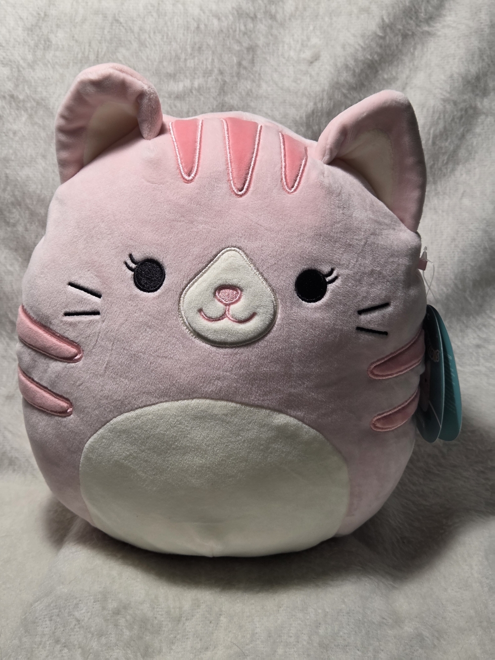 LAURA Squishmallows 10" Pink Tabby Stuffed Cat Toy Pink Stripes